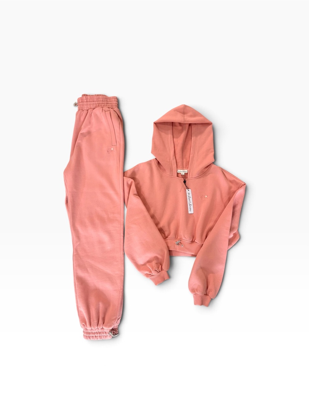 For Love & Lemons,  Cropped Hoodie and Sweatpant Set, Peach, Small, NWT